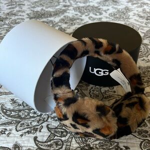 UGG leopard faux fur leopard earmuffs NWT